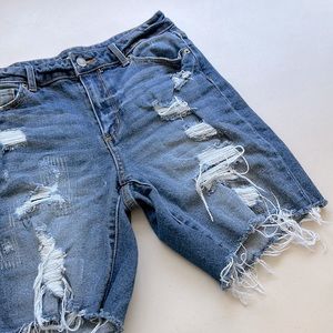 NOBO Women’s Mid Rise Denim Bermuda Shorts Blue Jean Distressed Ripped size 9